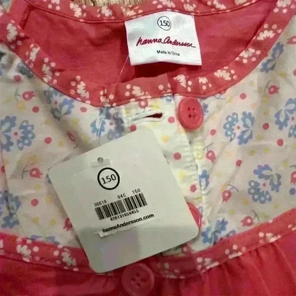 Hanna Andersson Girls' Pink Floral Embroidered Blouse Size 12 - Picture 3 of 8